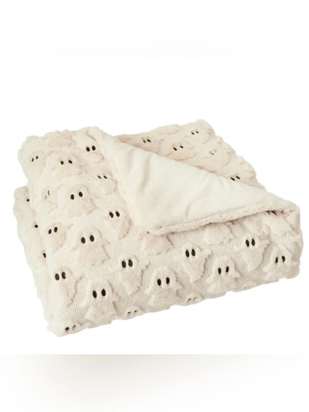 Costco Faux Fur Ghost Embroidered Halloween Fall Throw Blanket New Viral